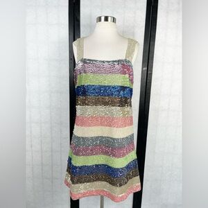 Multicolor Sequin Striped Dress